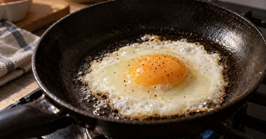 Protein powder, a cracked egg and a glass of hot water, illustrating protein denaturing